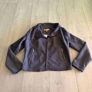 Philosophy Republic Clothing Open Front Jacket Faux Leather Gray Women's Sz S